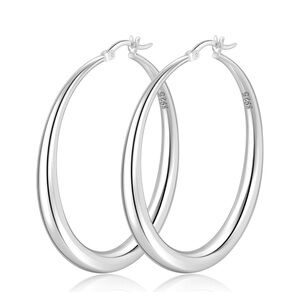 Sterling Silver Modern Hoop Earrings